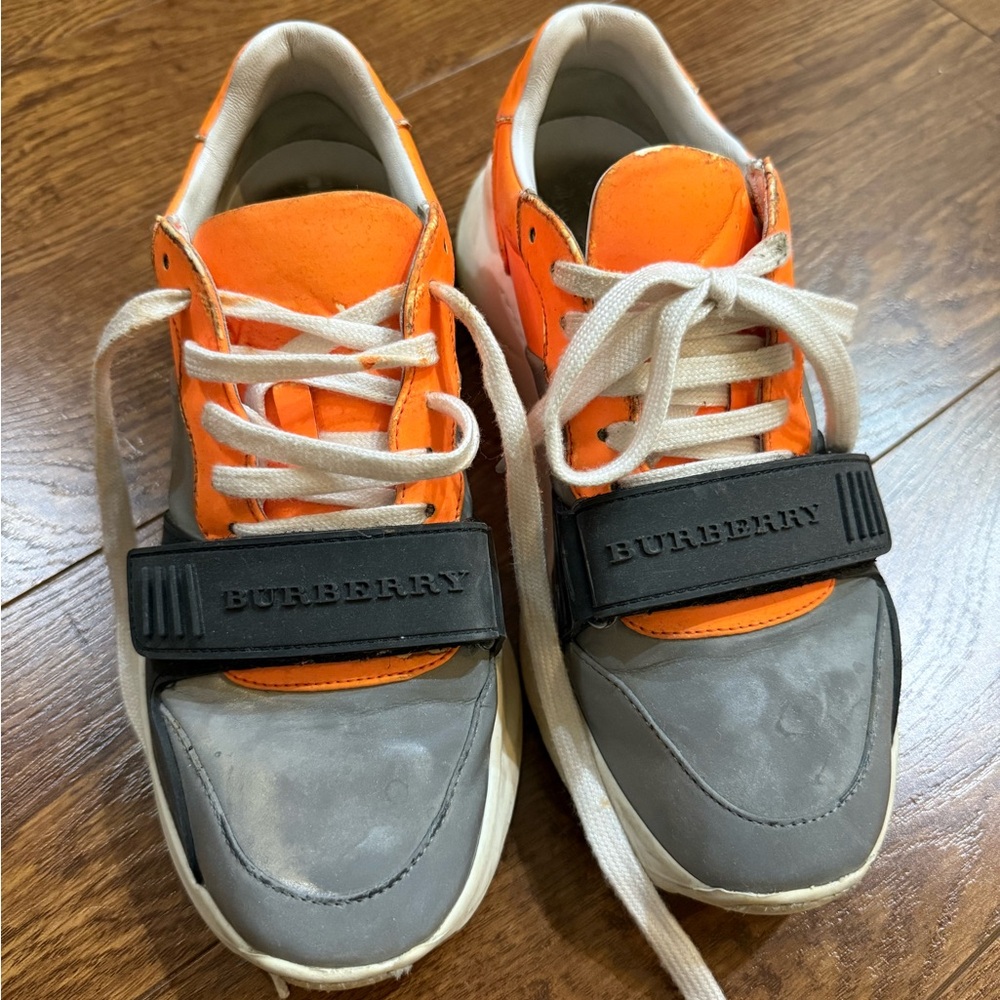 Burberry  Adult Orange and Gray Sneakers